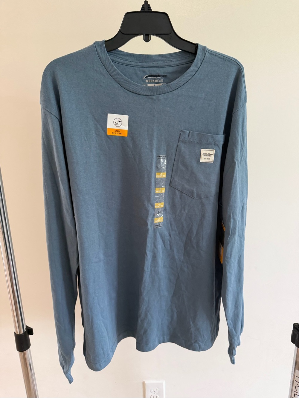 Eddie Bauer Long-Sleeve Pocket Tee in Slate Blue-Grey